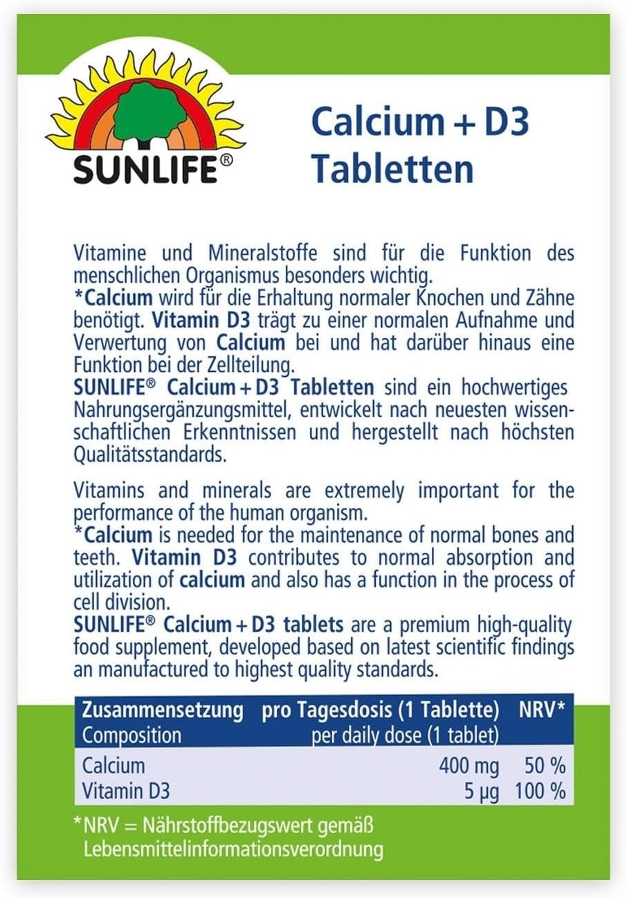 Sunlife Calcium + D3 Tabletten Dose 150 Tabletten